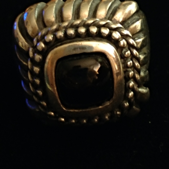 Ribbed Domed Sterling Onyx Ring - Picture 3 of 4